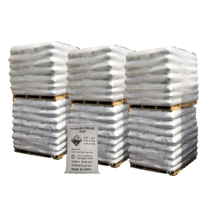 Flocons 1310-58-3 de potasse caustique des flocons 90% d'hydroxyde de potassium de CAS 25tons par conteneur 20feet